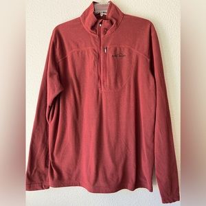EB waffle knit 1/4 zip lg sleeve front pocket sweatshirt brick red SZ XL